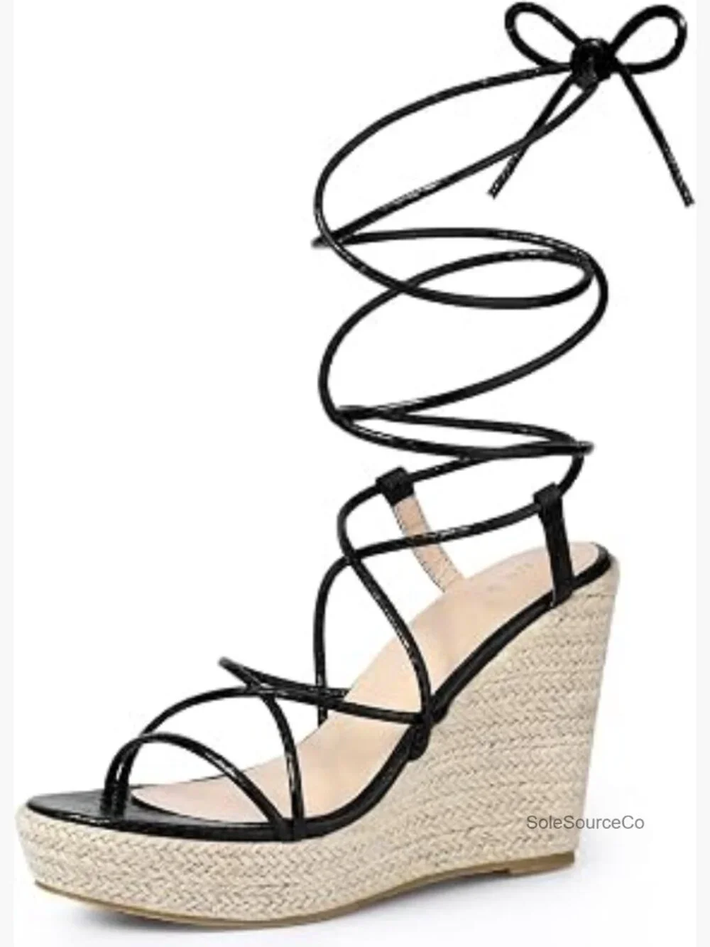 Platform Espadrille Wedges Lace Up Snake Print Strappy Sandals